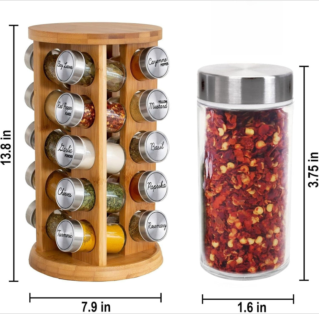 Bamboo Rotating Countertop Spice Rack Set